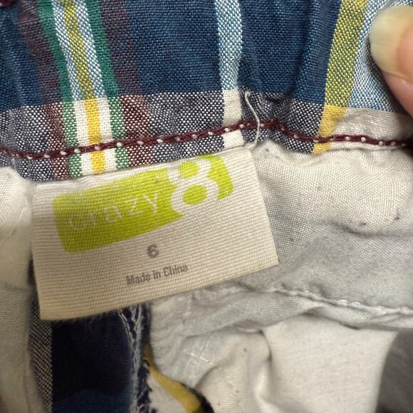 Crazy 8 Boys Shorts Sz 6 Touchdown Champ Navy Teal Gold White Green‎ Plaid - Picture 4 of 7